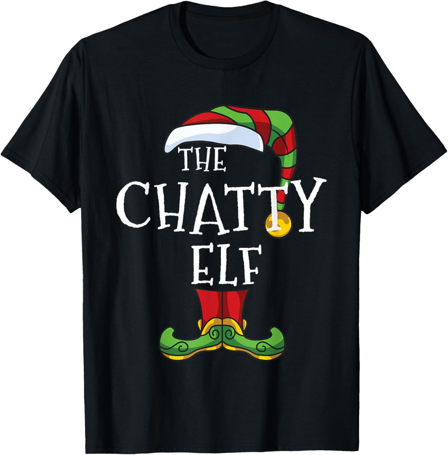 Chatty Elf Talkative Family Matching Christmas Group Funny T-Shirt - T-Shirt | Black