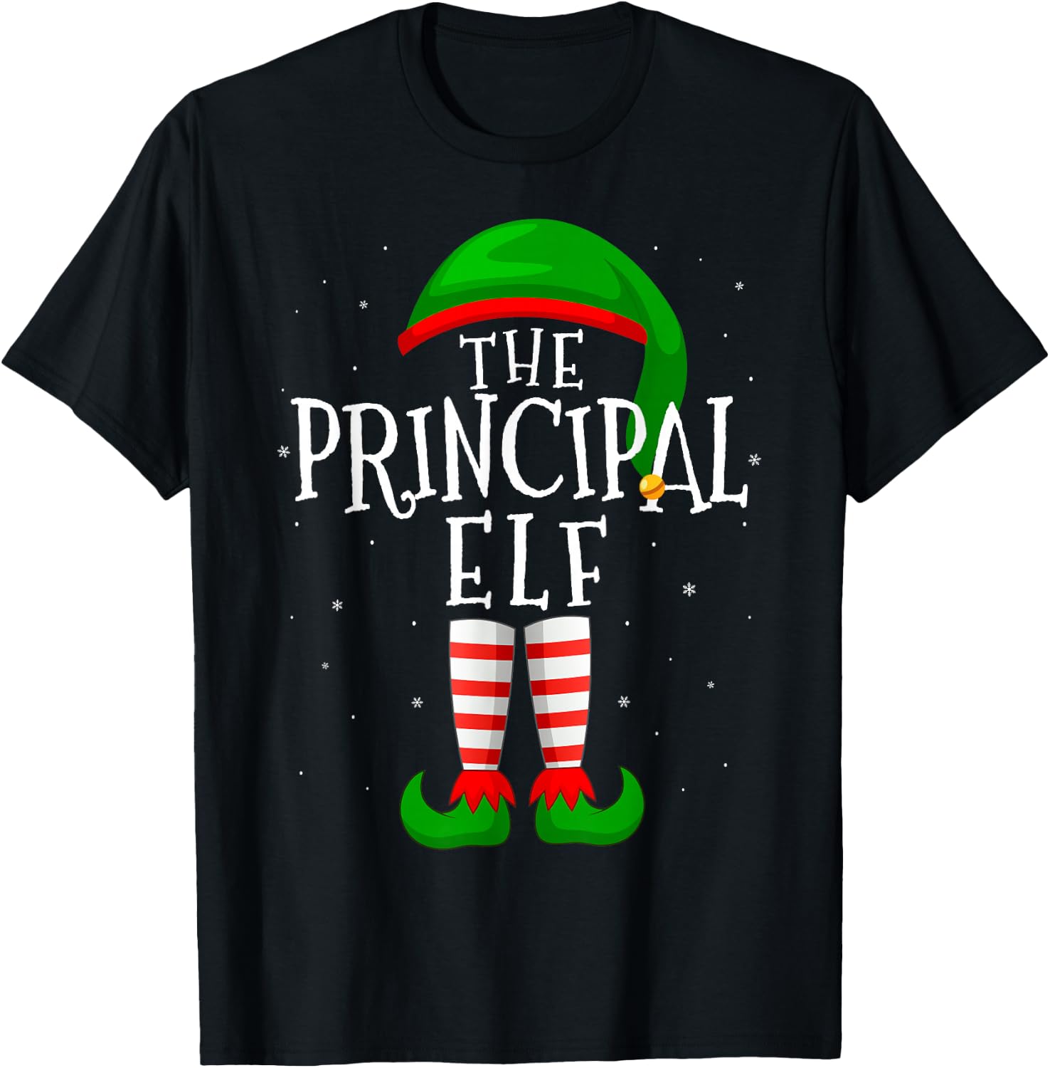The Principal Elf Funny Matching Family Group Christmas T-Shirt - T-Shirt | Black