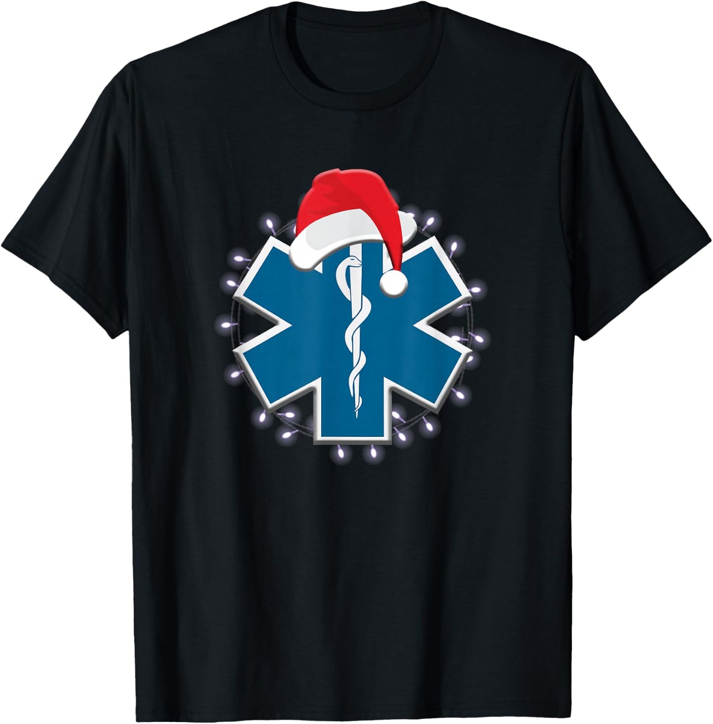 EMT Paramedic EMS Christmas Star of Life First Responder T-Shirt - T-Shirt | Black