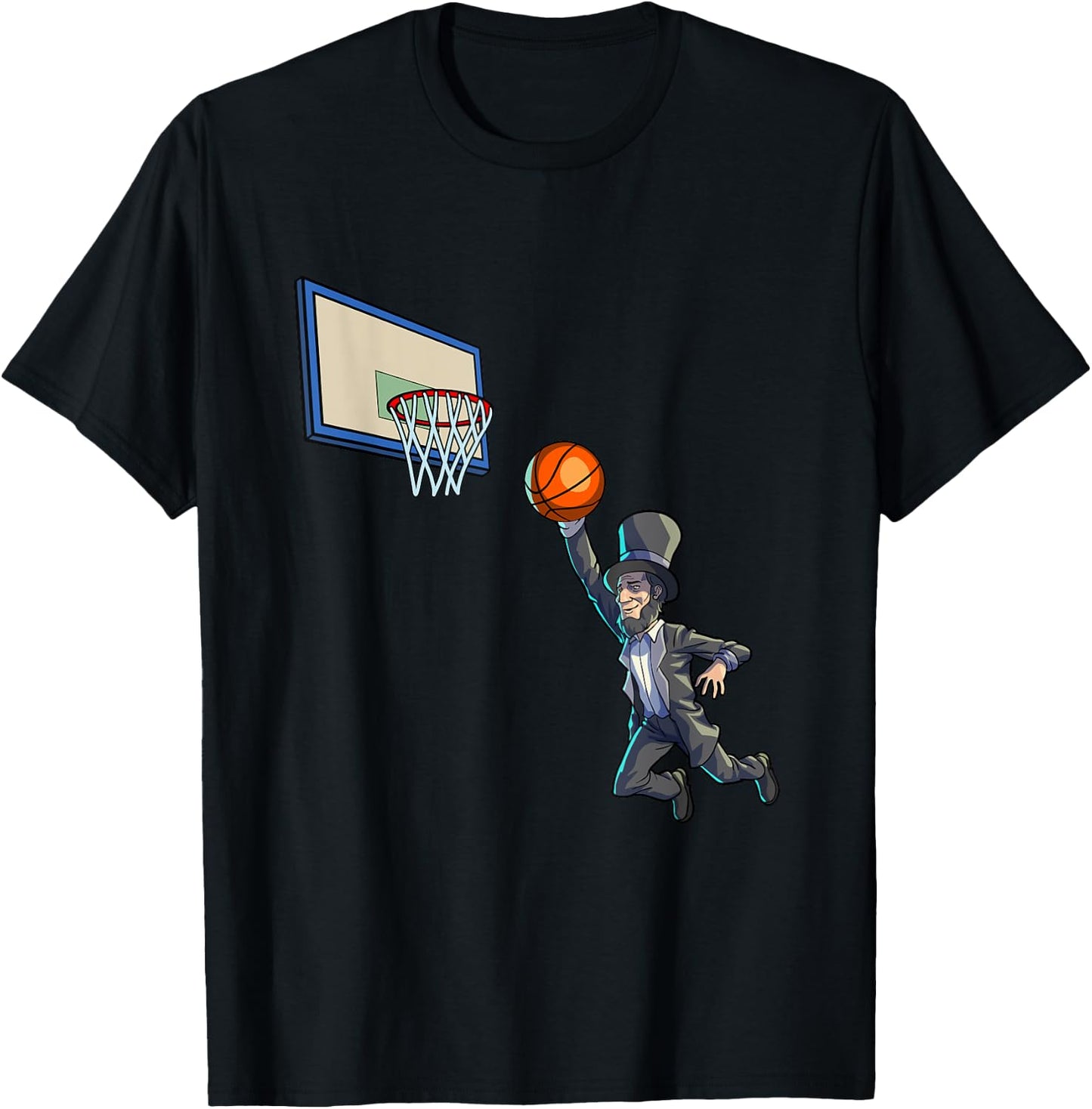 Basketball Abraham Lincoln 4th Of July Shirt Men Boy Lincoln T-Shirt - T-Shirt | Black