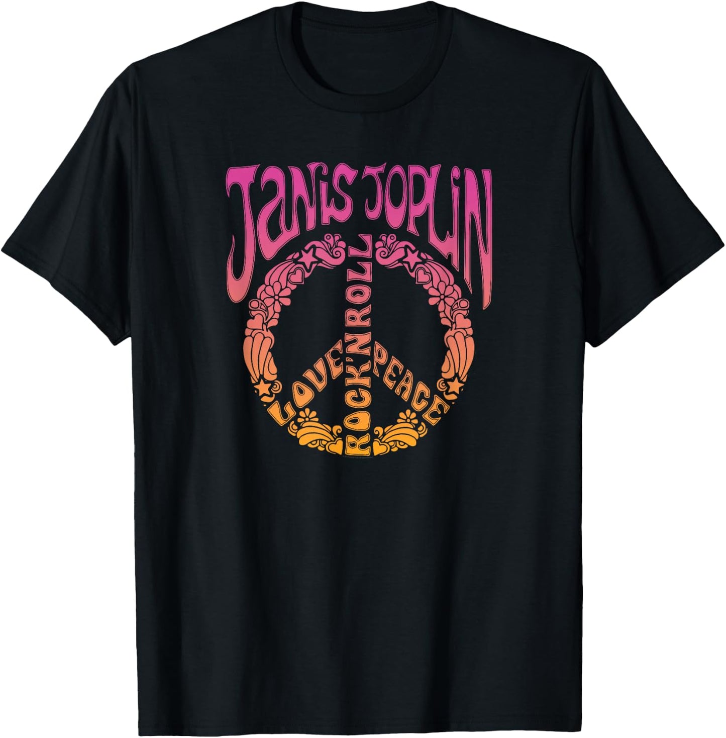 Janis Joplin Peace Art Nouveau T-Shirt - T-Shirt | Black