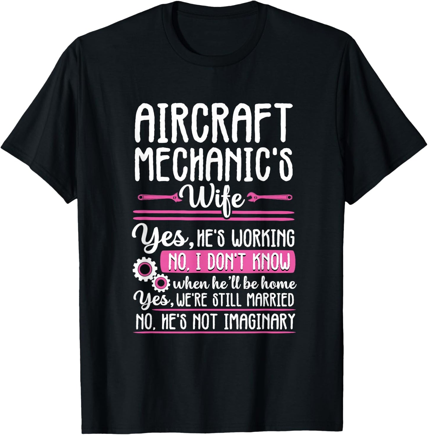 Funny Airplane Aircraft Mechanic Wife Women Aviation Repair T-Shirt - T-Shirt | Black