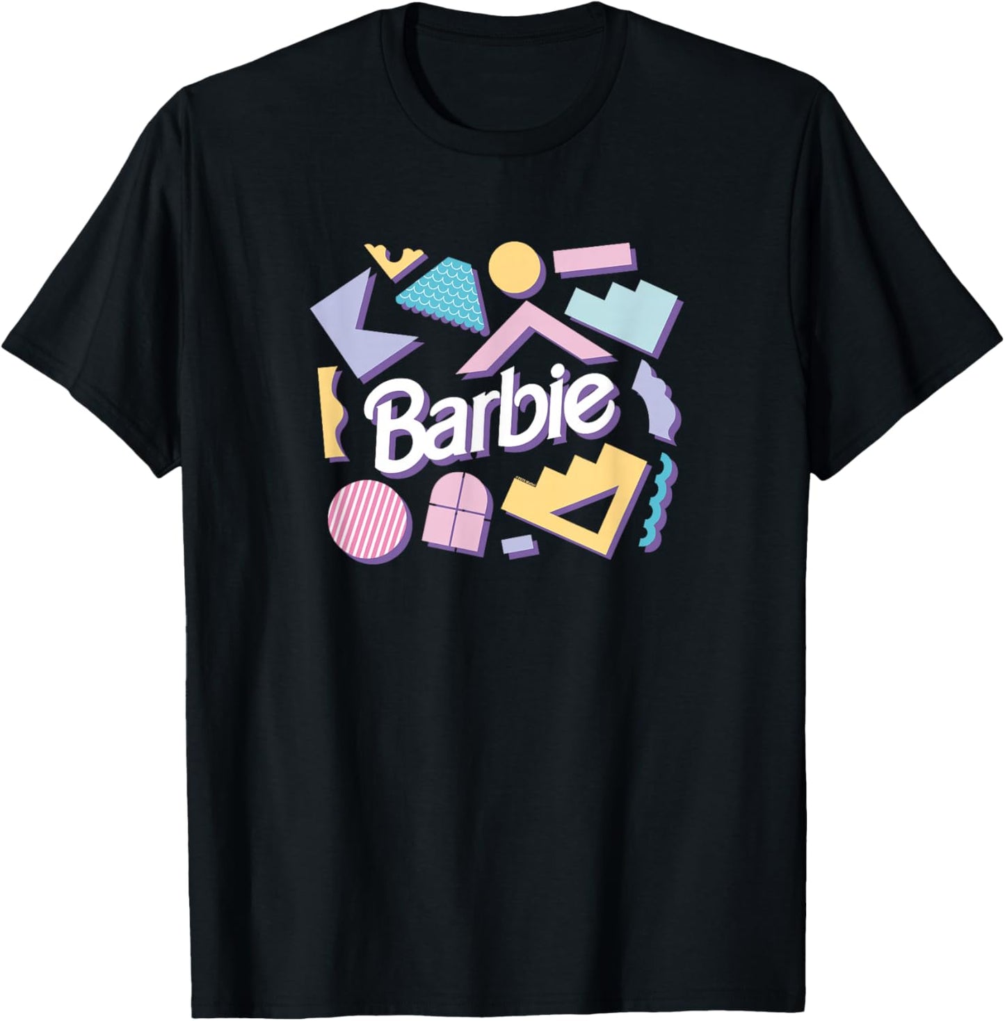 Barbie Logo Pastel 80s Shapes T-Shirt - T-Shirt | Black