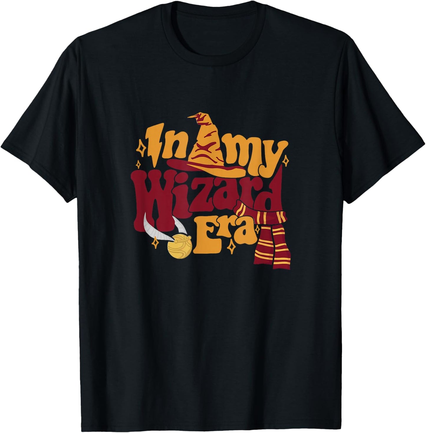 In My Wizard Era Groovy Bookish Fantasy Reader Book Lover T-Shirt - T-Shirt | Black