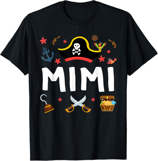 Pirate Mimi Pirate's Hat Matching Family Pirate Birthday T-Shirt - T-Shirt | Black