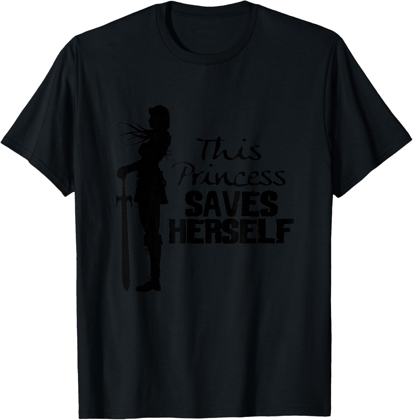 This Princess Saves Herself Bookish Fairy Tale Feminist T-Shirt - T-Shirt | Black