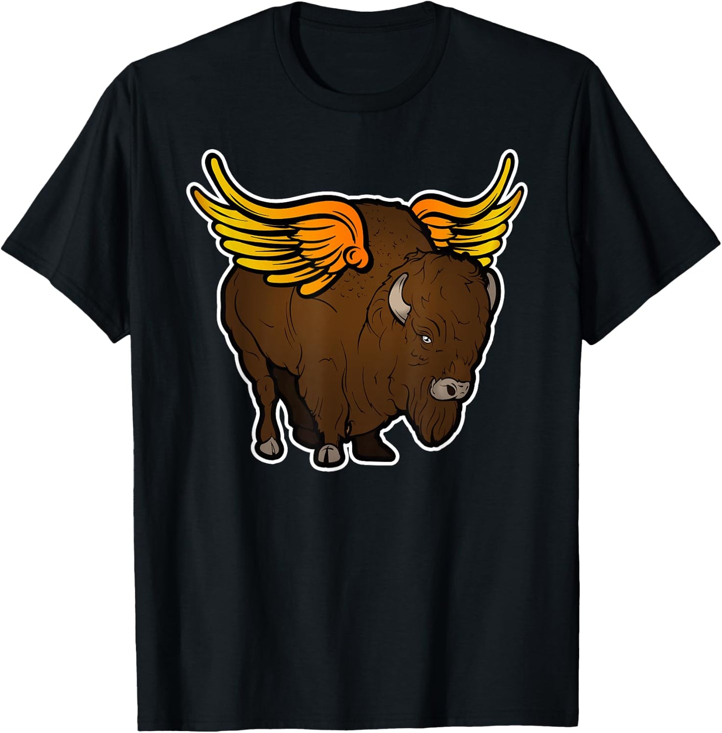 Wild Buffalo Winged Bison Angel Funny Food Art T-Shirt - T-Shirt | Black