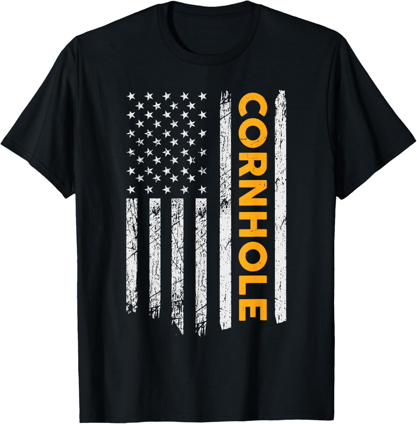Cornhole US Flag Cornhole Game Lovers Gift Men women T-Shirt - T-Shirt | Black