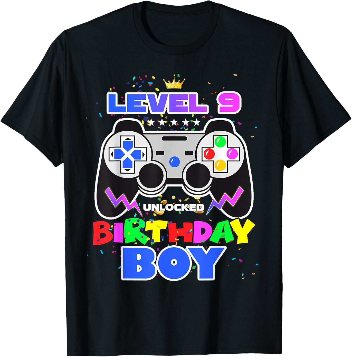 Level 9 Unlocked 9th Birthday Gamer Birthday Boy Video Game T-Shirt - T-Shirt | Black