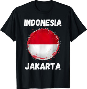 Jakarta Indonesia Vintage Indonesian Flag Souvenirs T-Shirt - T-Shirt | Black