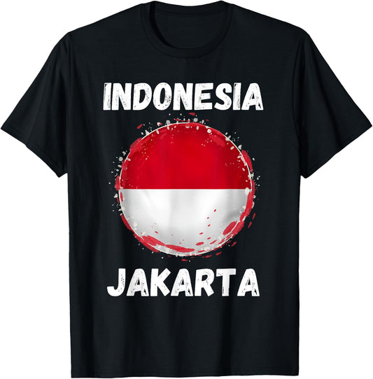 Jakarta Indonesia Vintage Indonesian Flag Souvenirs T-Shirt - T-Shirt | Black