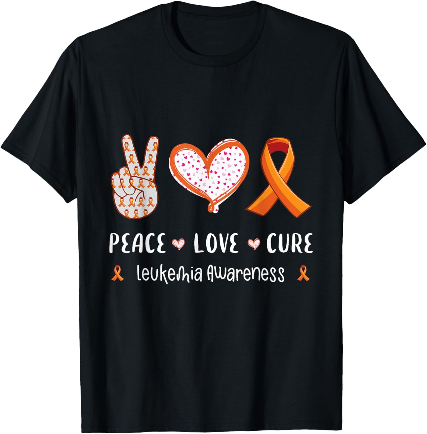 Peace Love cure leukemia awareness men women kids leukemia T-Shirt - T-Shirt | Black