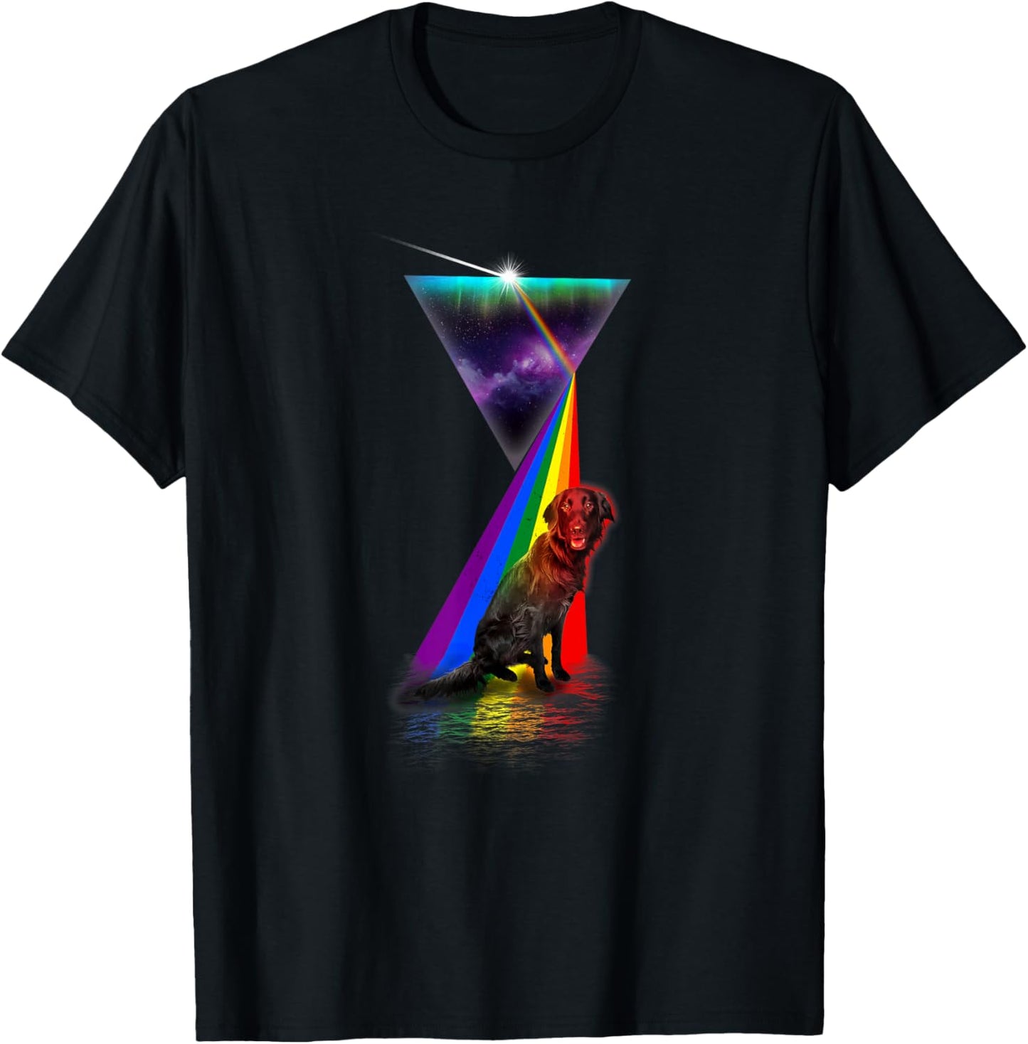 Vintage Retro Prism Flat-Coated Retriever T-Shirt - T-Shirt | Black
