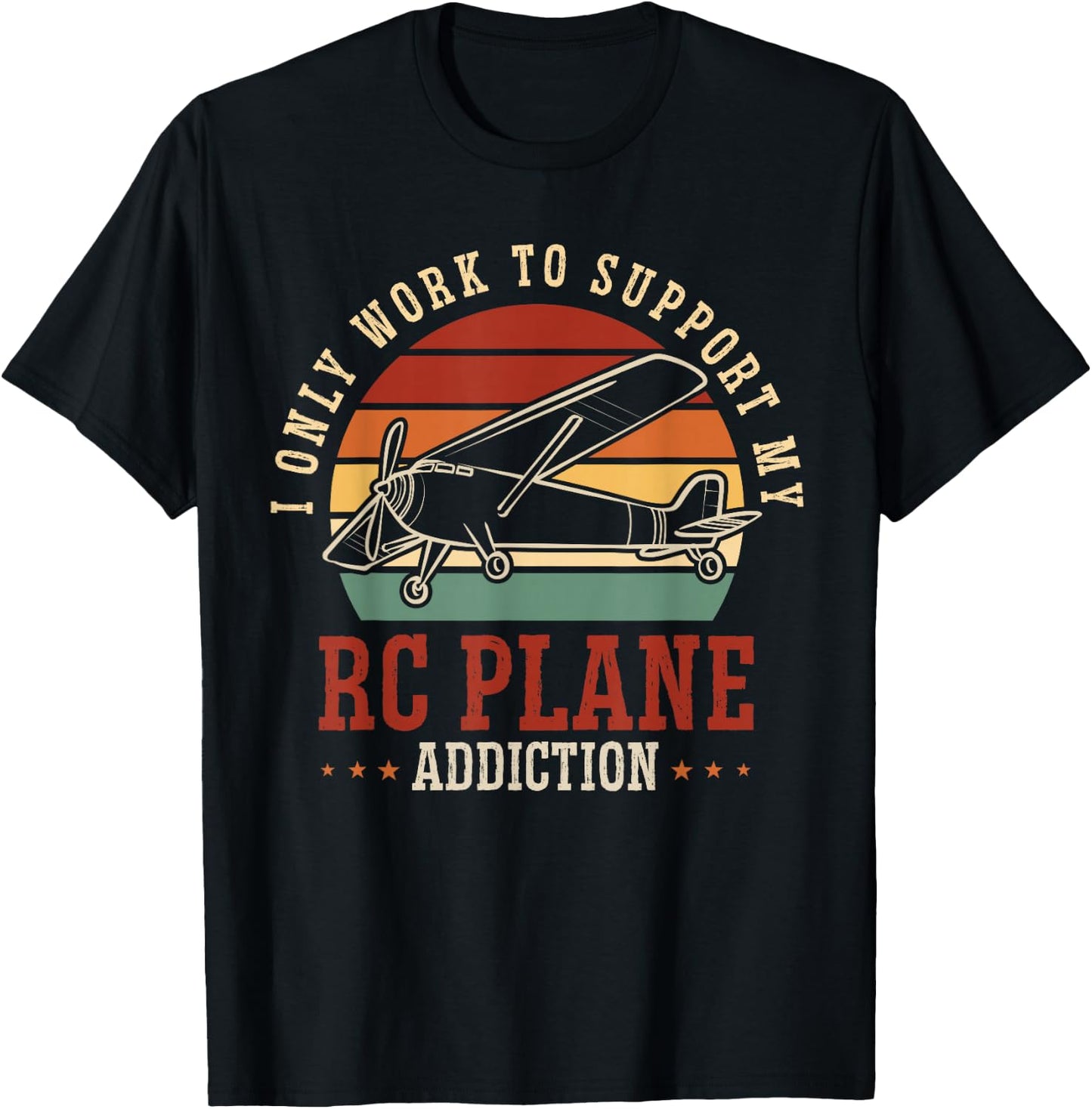 RC Plane Retro Vintage Radio Controlled Airplane T-Shirt - T-Shirt | Black