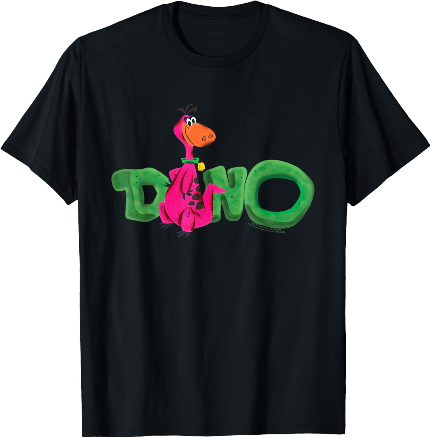The Flintstones Dino with Stylized Name T-Shirt - T-Shirt | Black