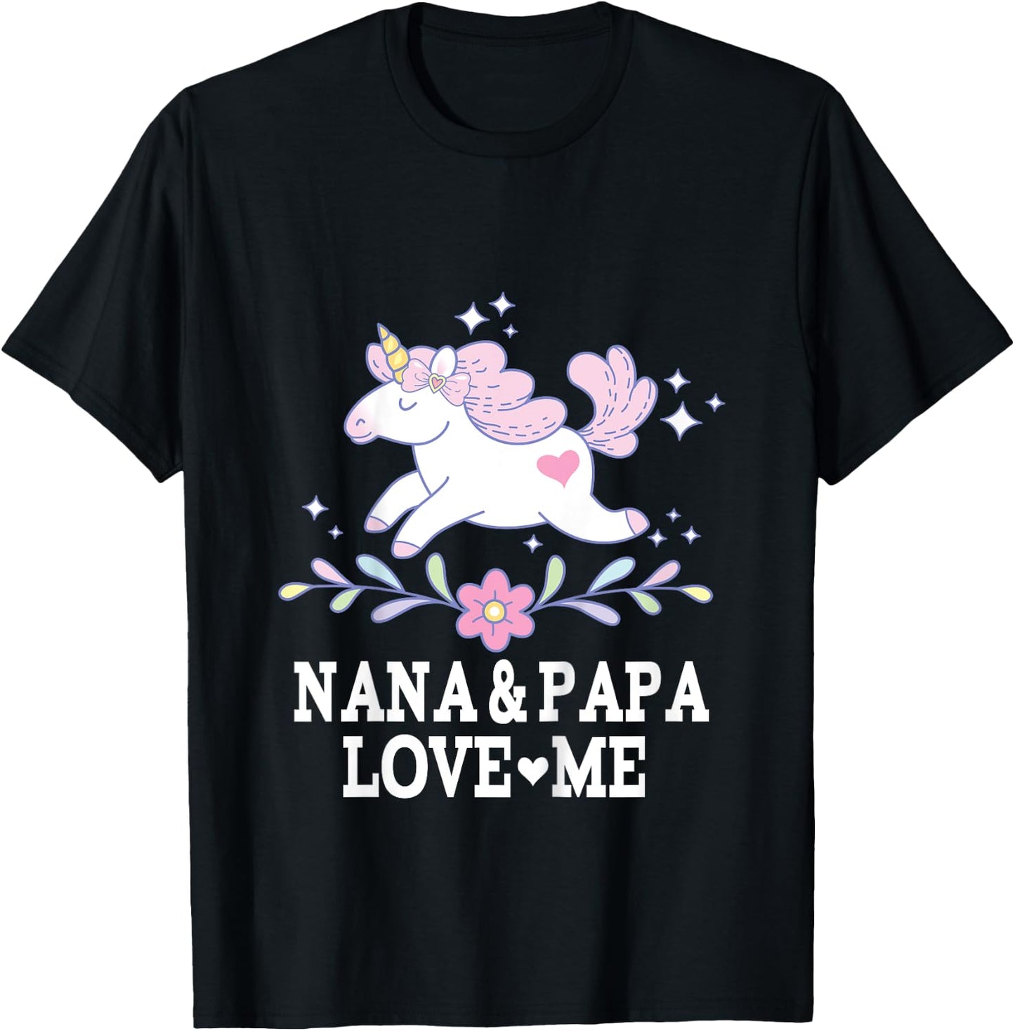 Nana and Papa Love Me Granddaughter Unicorn T-Shirt - T-Shirt | Black
