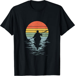Kayak Vintage Horizon Motif Gift T-Shirt - T-Shirt | Black