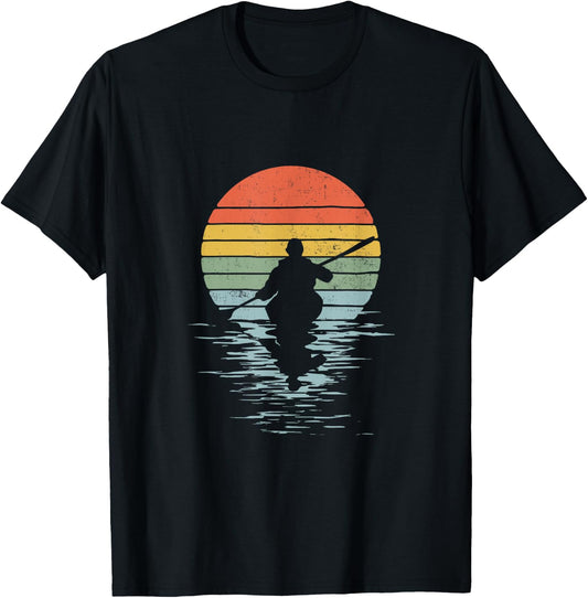 Kayak Vintage Horizon Motif Gift T-Shirt - T-Shirt | Black