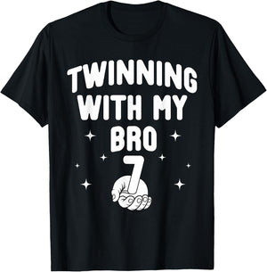67 Twinning with My Bro Funny 6 7 Meme Twin Day Spirit Week T-Shirt - T-Shirt | Black