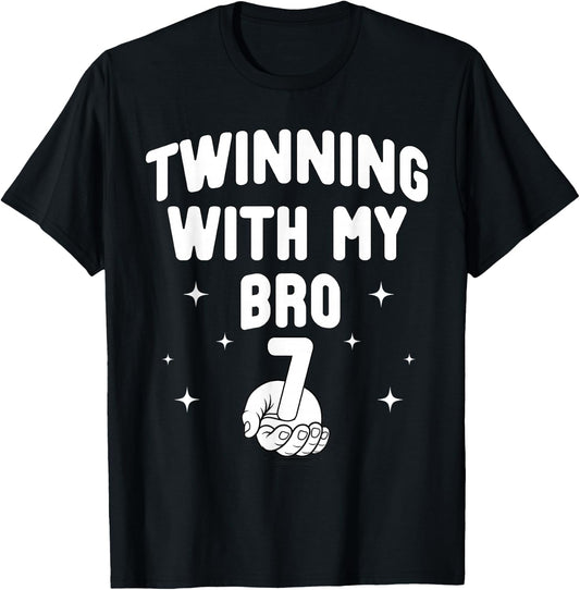 67 Twinning with My Bro Funny 6 7 Meme Twin Day Spirit Week T-Shirt - T-Shirt | Black