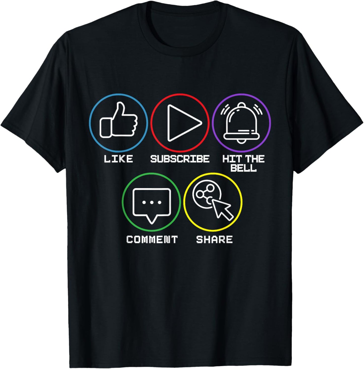 Like Subscribe Hit The Bell Comment Share Livestreaming T-Shirt - T-Shirt | Black