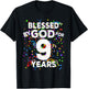 Blessed By God For 9 Years Shirt Happy 9th Birthday Shirt T-Shirt - T-Shirt | Black