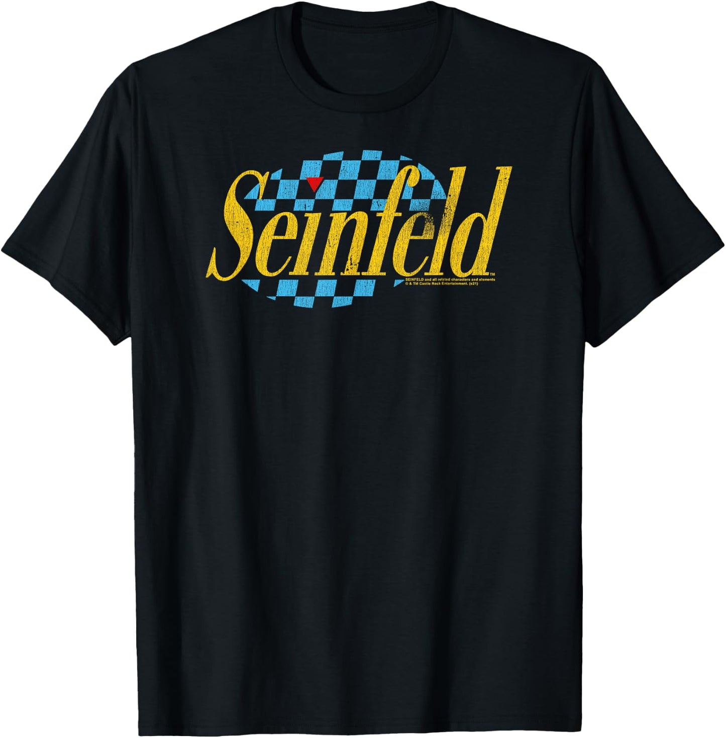 Seinfeld Checkered Logo Retro 90's TV Show T-Shirt - T-Shirt | Black