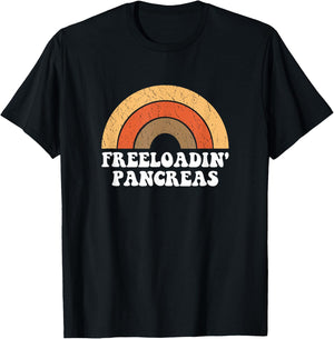 Freeloadin Pancreas Funny Type 1 Diabetes Diabetic Gift T-Shirt - T-Shirt | Black