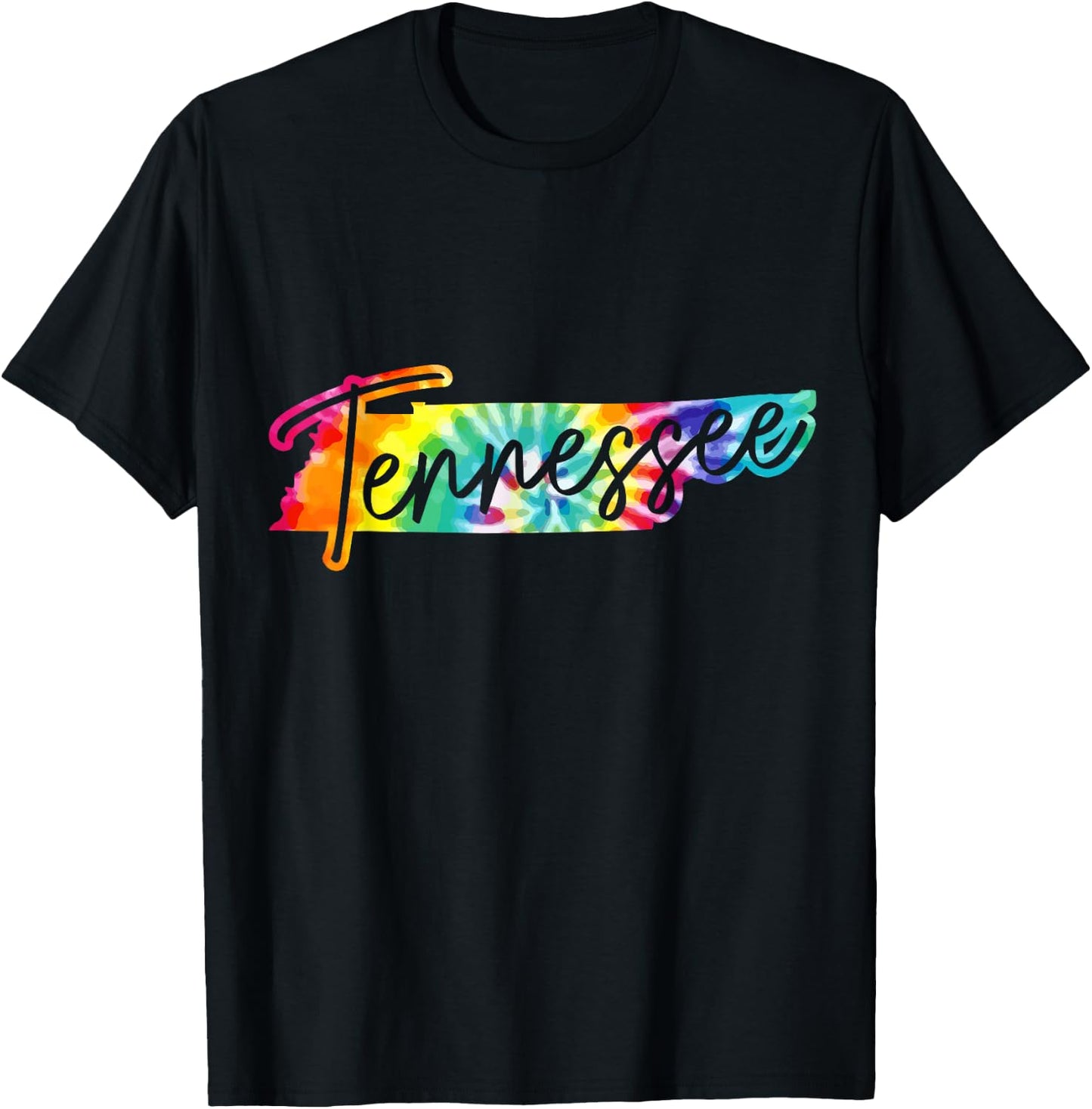 Tennessee Tie Dye State Map Pride Nashville Vintage Retro T-Shirt - T-Shirt | Black