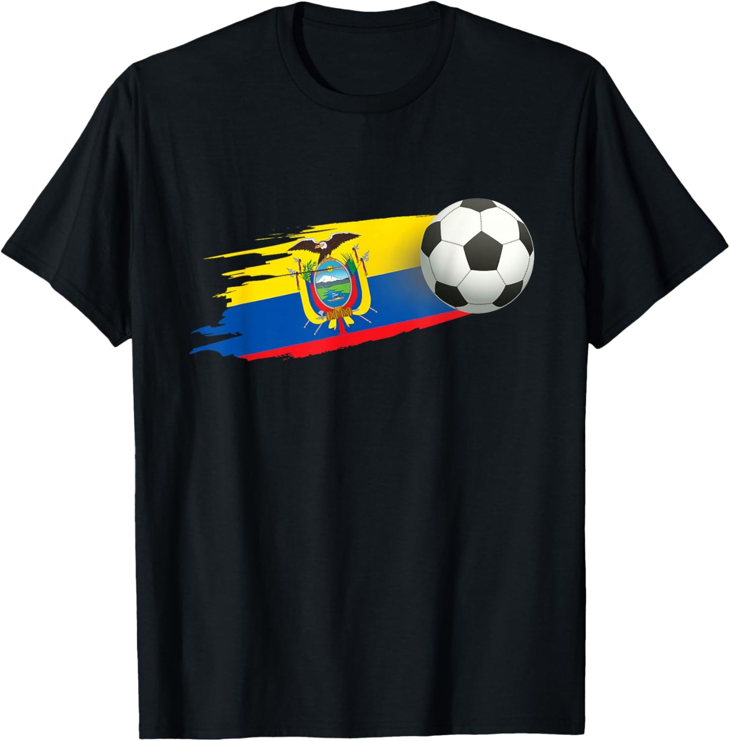 Ecuador Flag Jersey - Soccer Ball Football T-Shirt - T-Shirt | Black