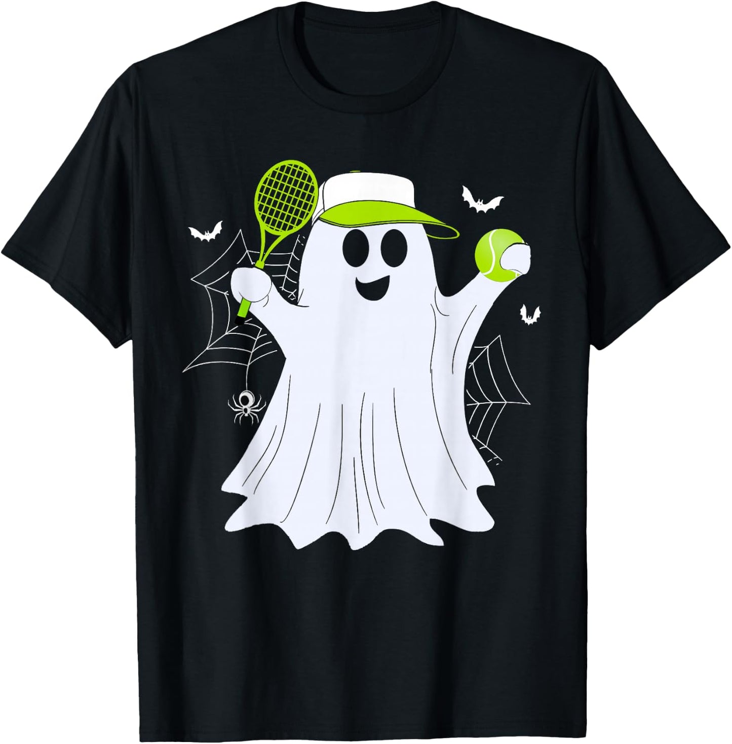 Boo Ghost Playing Tennis Funny Halloween Tennis Costume T-Shirt - T-Shirt | Black