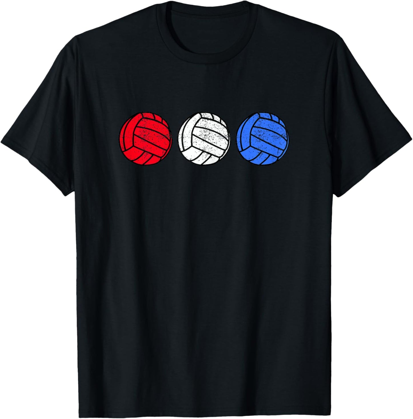 4th of July Volleyball Vintage Red White Blue Teen Girls T-Shirt - T-Shirt | Black