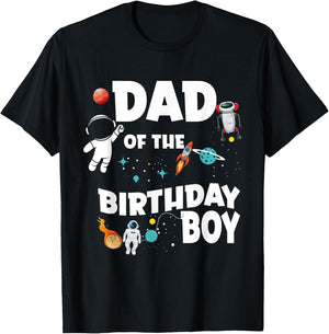 Dad Of The Birthday Boy Space Astronaut Birthday Family T-Shirt - T-Shirt | Black