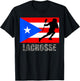 Lacrosse Puerto Rico Flag Fan Vintage Retro Boricua T-Shirt - T-Shirt | Black