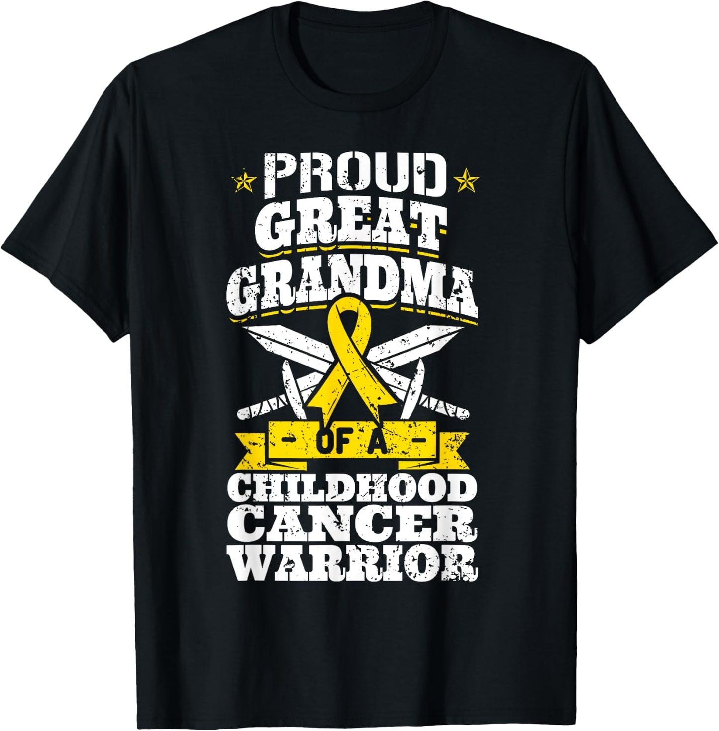 Proud Great Grandma Of A Childhood Cancer Warrior Awareness T-Shirt - T-Shirt | Black
