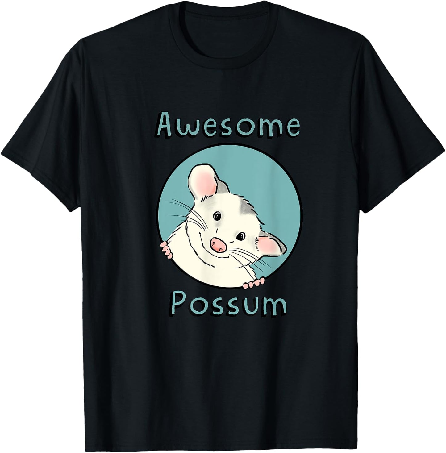 Awesome Possum, Cute Possum, Funny Possum, Opossum Lover T-Shirt - T-Shirt | Black