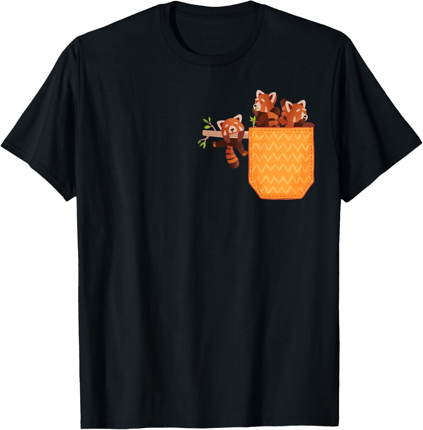 Red Panda In Pocket Funny Red Pandas Animal Lover Graphic T-Shirt - T-Shirt | Black