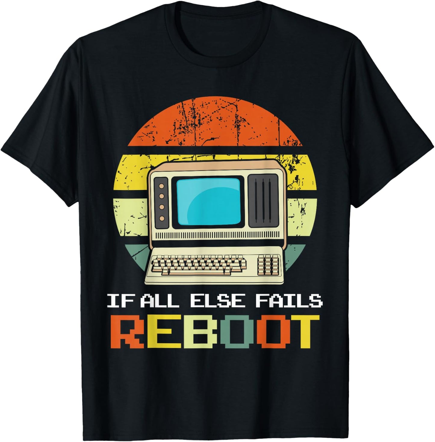 Computer Guy/Girl Reboot funny ,Retro, IT GUY T-Shirt - T-Shirt | Black
