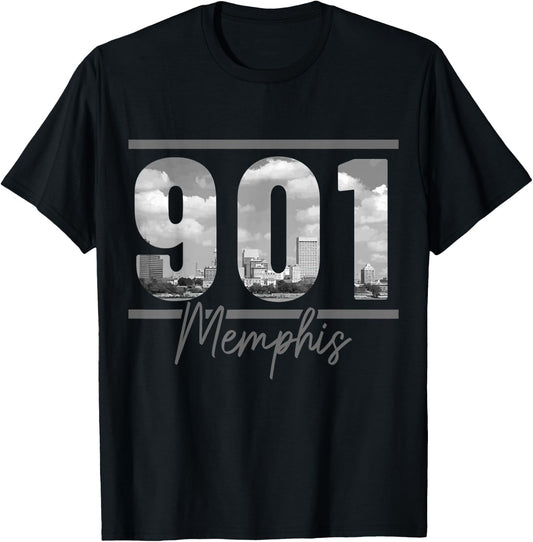 Memphis 901 Area Code Skyline Tennessee Vintage T-Shirt - T-Shirt | Black