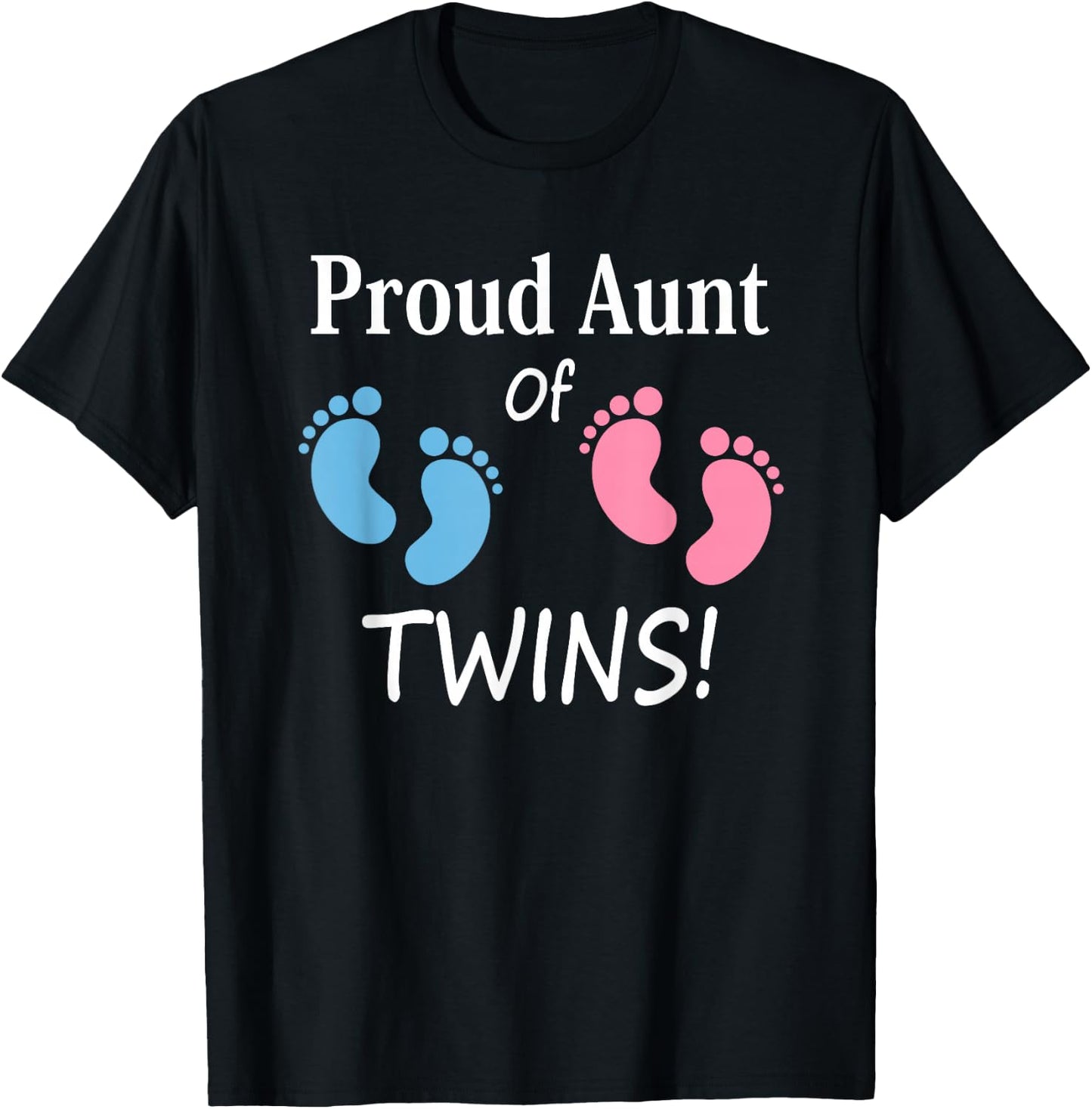 Proud Aunt of Boy and Girl Twins Special Auntie T-Shirt - T-Shirt | Black