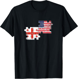 Georgia USA Vintage Flag Georgian American T-Shirt - T-Shirt | Black
