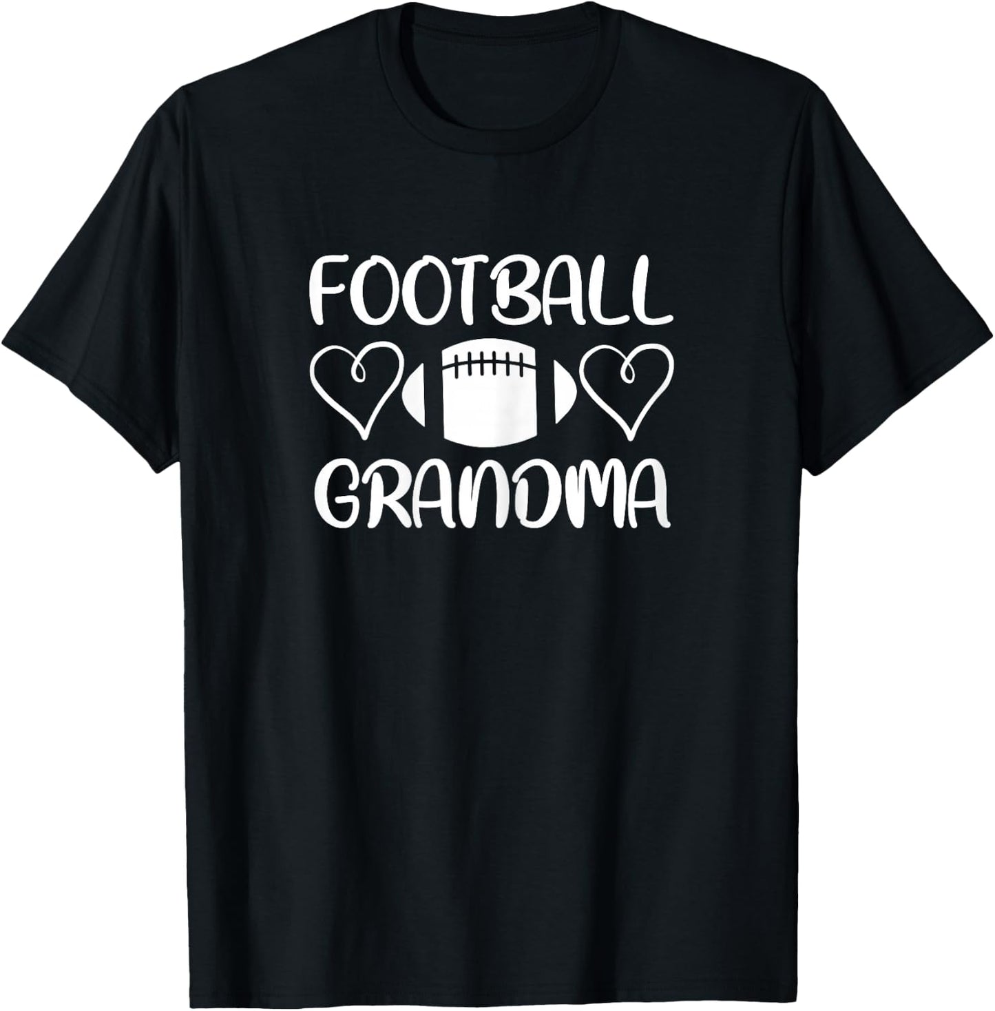 Cute Football Grandma Heart T-Shirt - T-Shirt | Black
