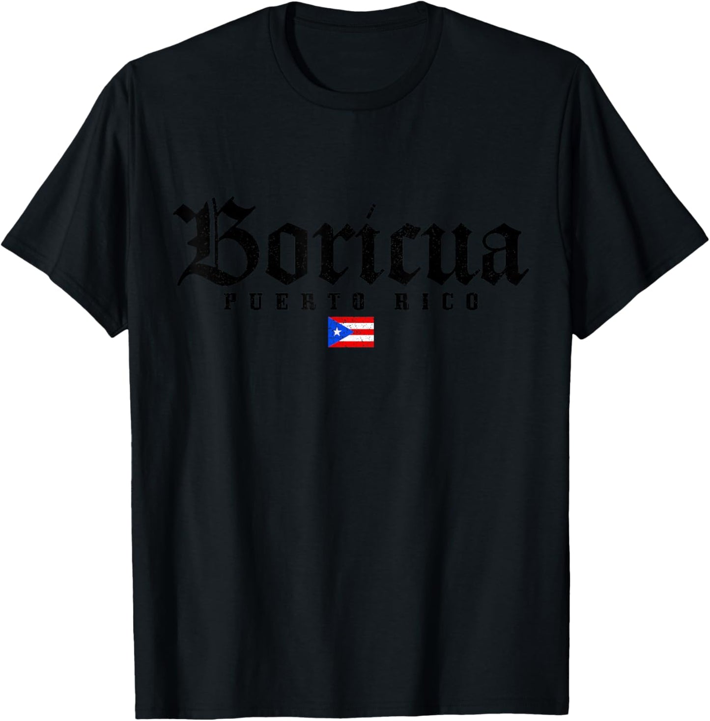 Puerto Rico Boricua Vintage Puerto Rican Flag Pride T-Shirt - T-Shirt | Black