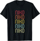 Niko Retro Wordmark Pattern Vintage Personalized 70s T-Shirt - T-Shirt | Black