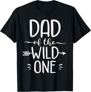 Dad Of The Wild One Shirt Funny 1st Birthday Safari Gift T-Shirt - T-Shirt | Black