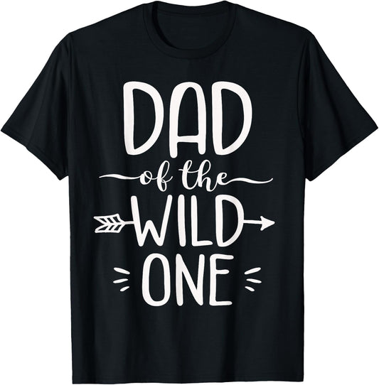Dad Of The Wild One Shirt Funny 1st Birthday Safari Gift T-Shirt - T-Shirt | Black