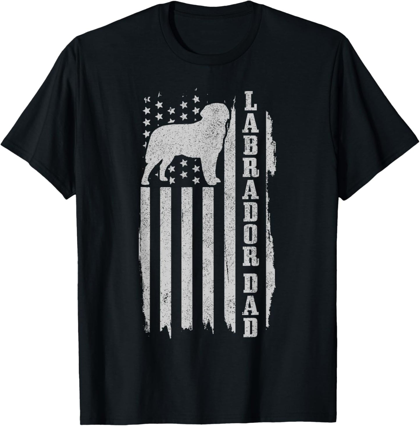 Labrador Dad Vintage American Flag T-Shirt - T-Shirt | Black