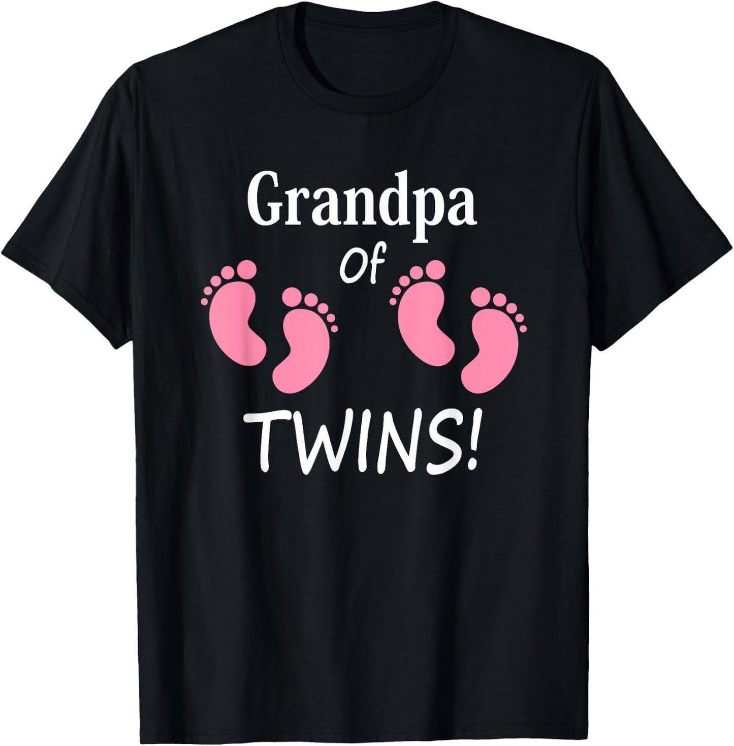 Grandpa of Twin Girls Footprint Design Grandfather T-Shirt - T-Shirt | Black