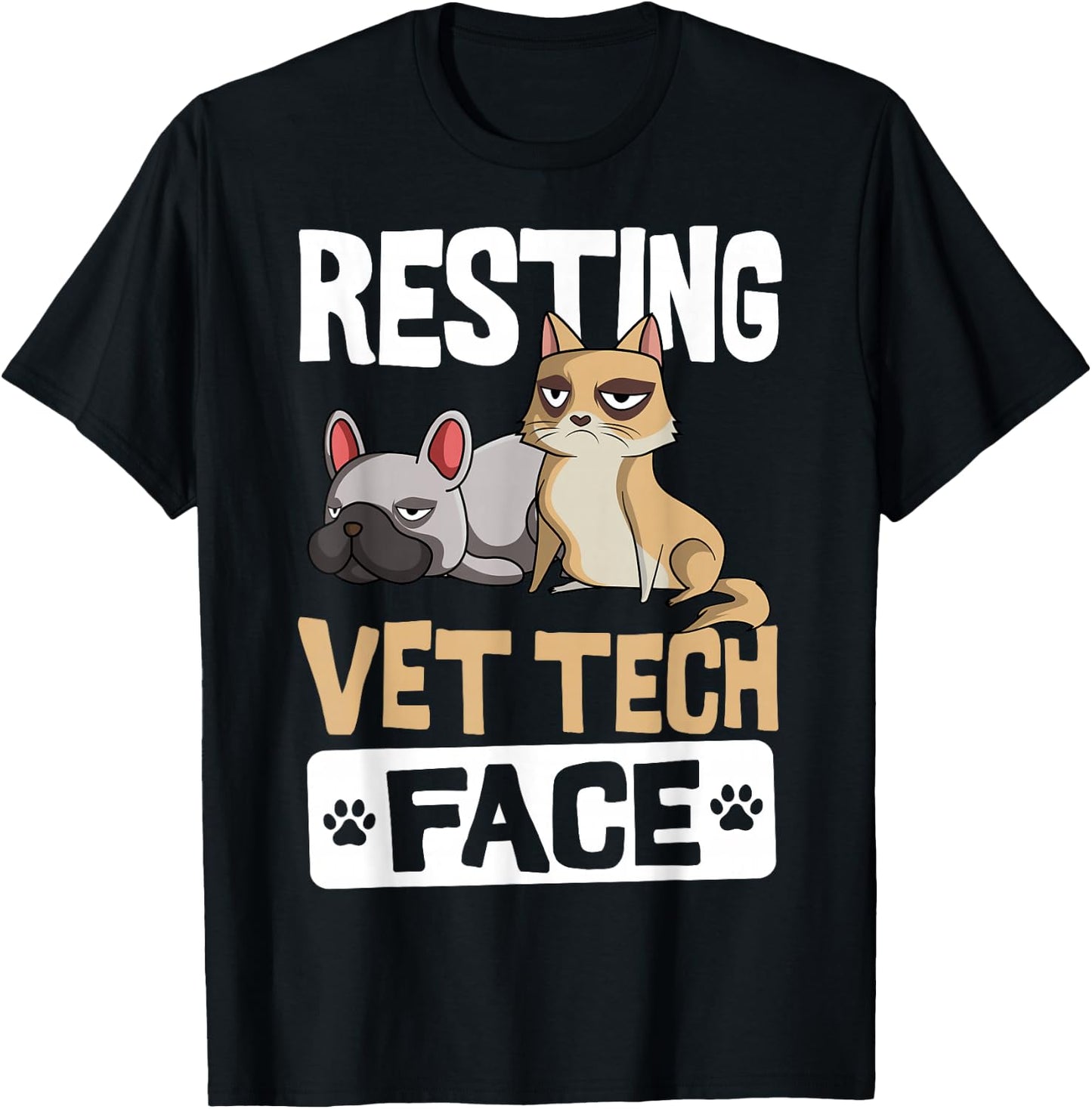 Resting Vet Tech Face Veterinary Assistant Small T-Shirt - T-Shirt | Black