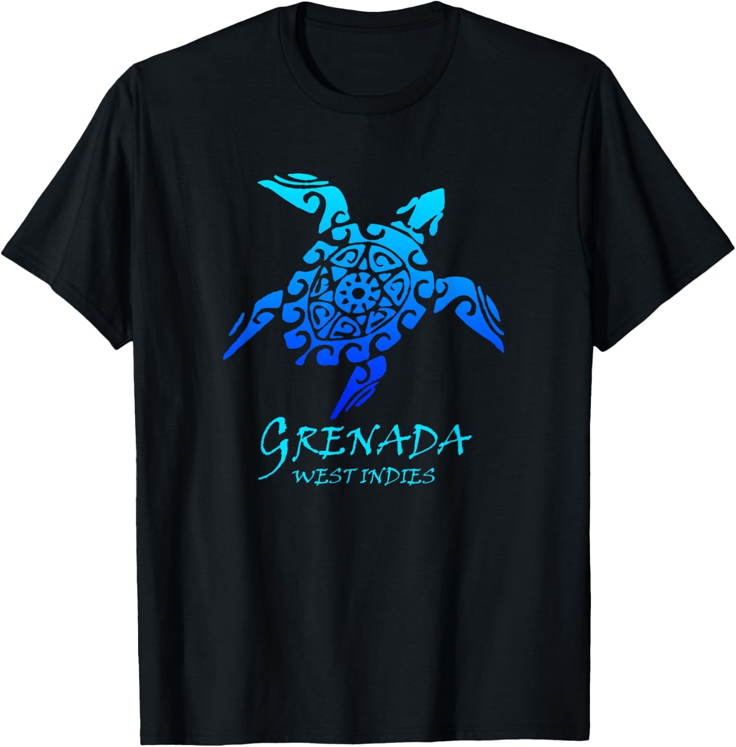 Grenada, West Indies Vintage Retro Tribal Turtle Vacation T-Shirt - T-Shirt | Black